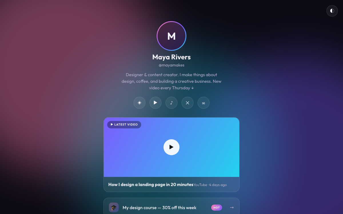 Bloom — Link-in-Bio Template — live demo preview