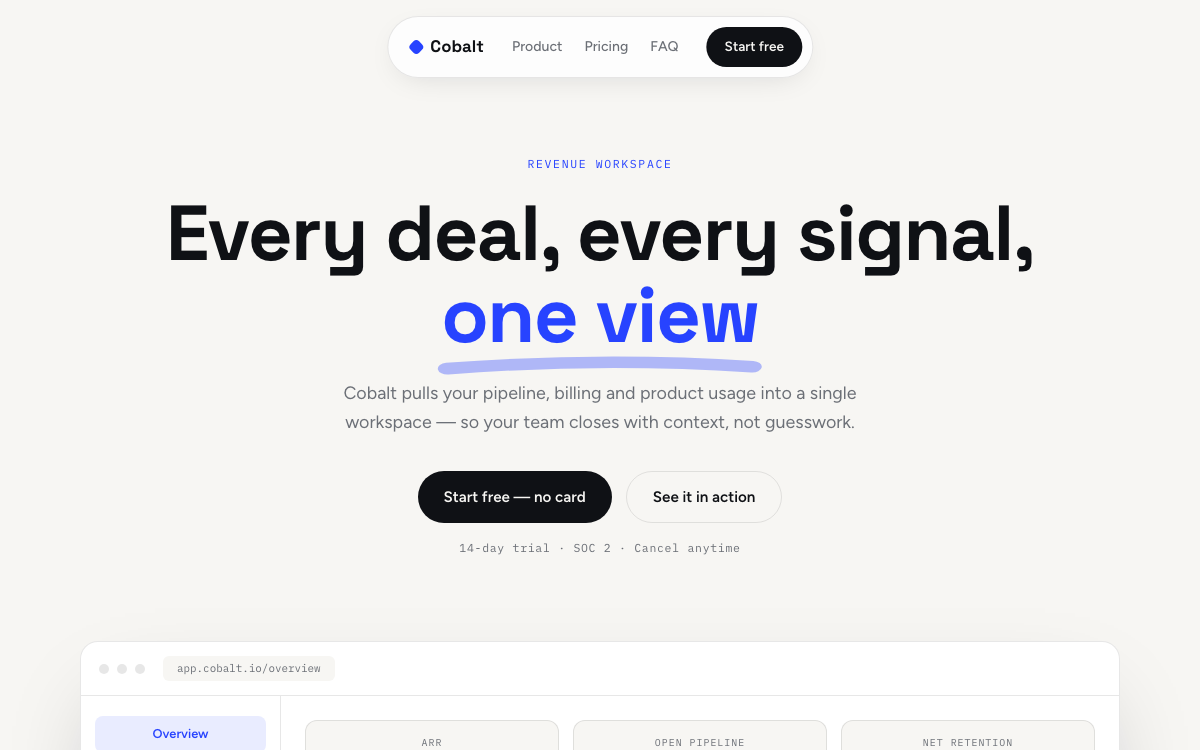 Cobalt — SaaS Landing Template — preview
