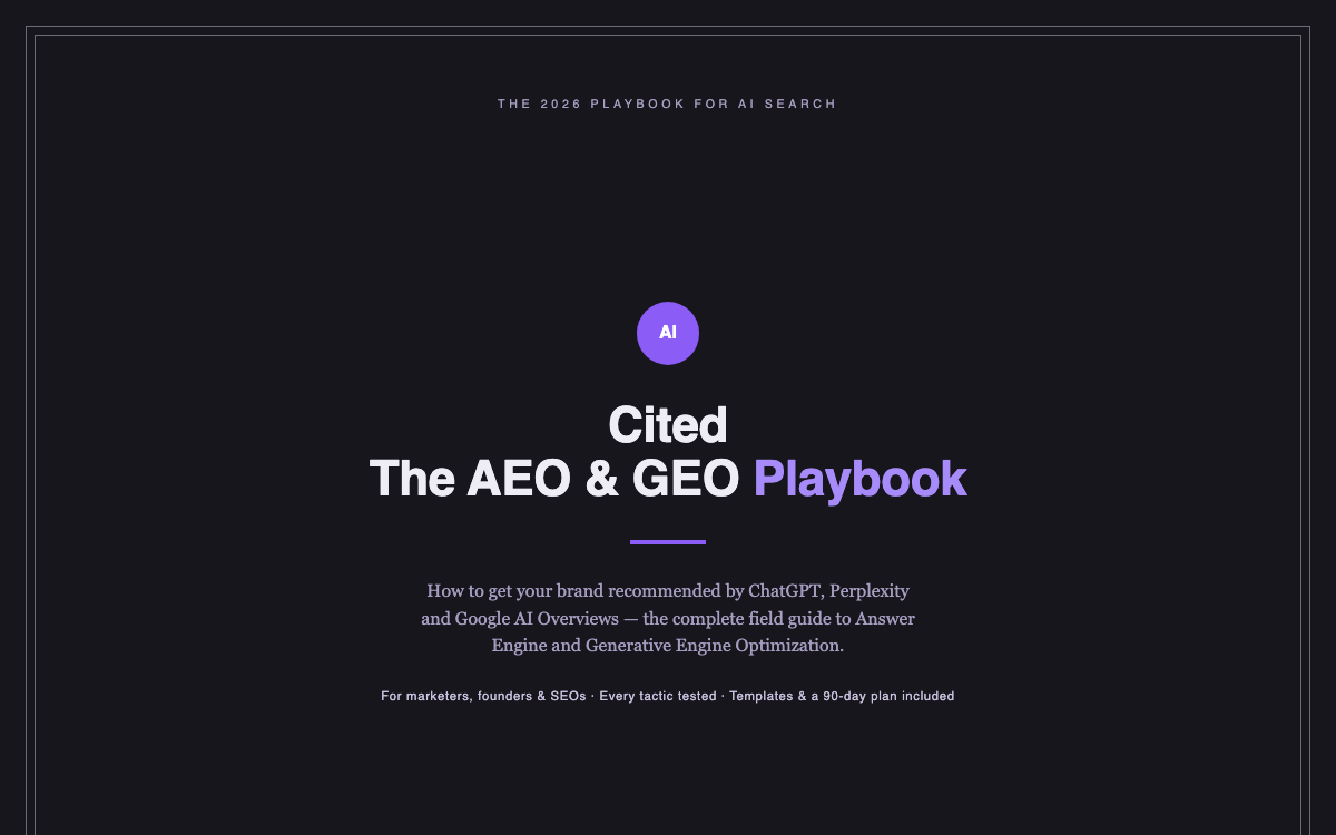 Cited — The AEO & GEO Playbook — live demo preview