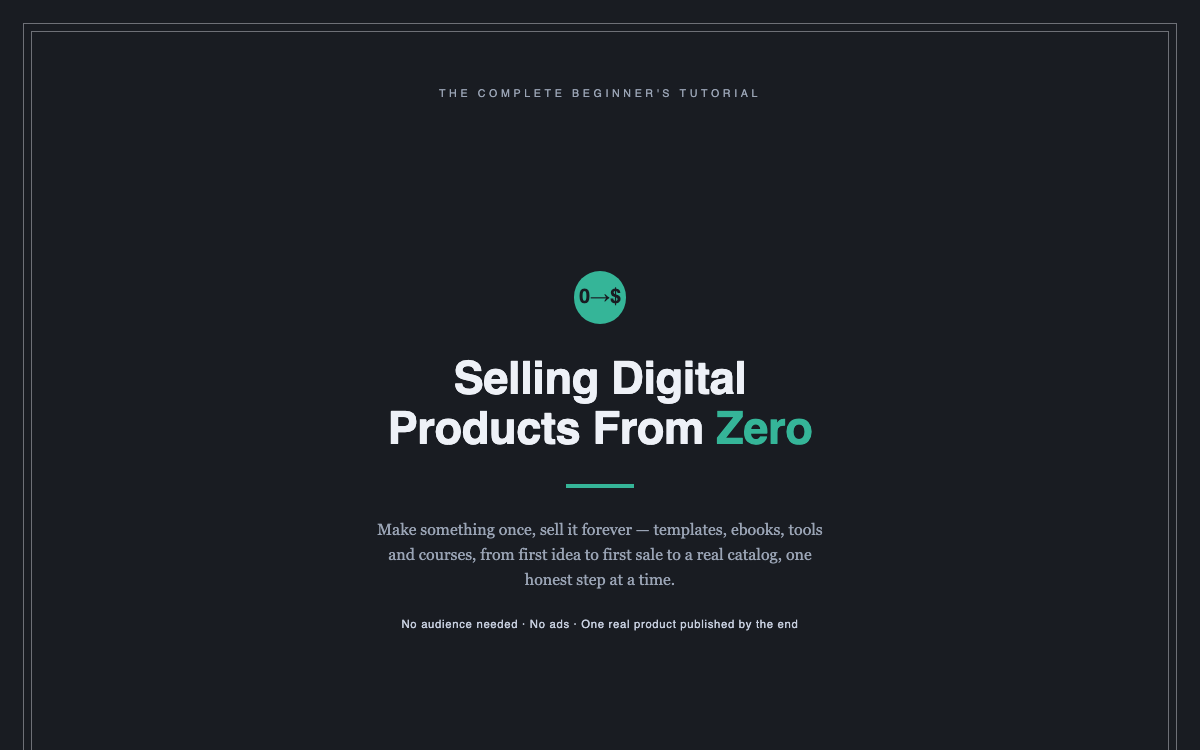 Selling Digital Products From Zero — The Complete Book — live demo preview