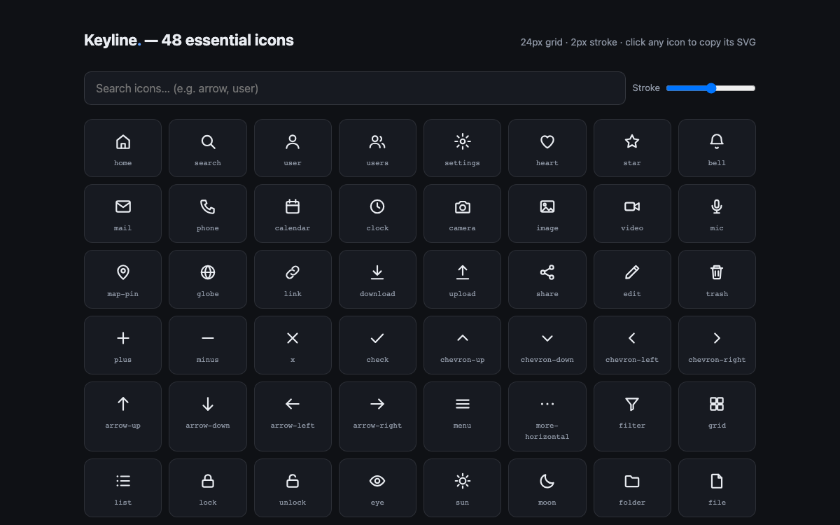 Keyline Icon Pack — 48 Stroke Icons — preview