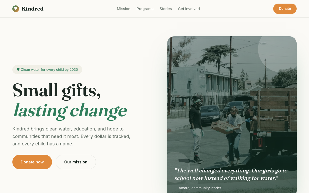 Kindred — Nonprofit / Charity Template — preview