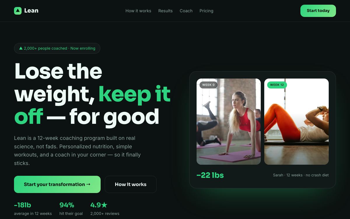 Lean — Weight-Loss Coaching Program Template — preview