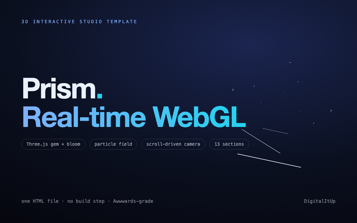 Prism — 3D Interactive Studio Template — live demo preview