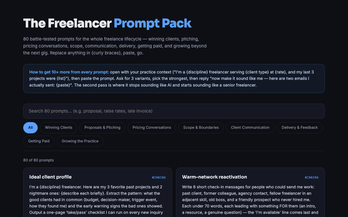 The Freelancer Prompt Pack — preview