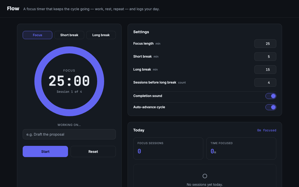 Flow — Focus Timer — preview
