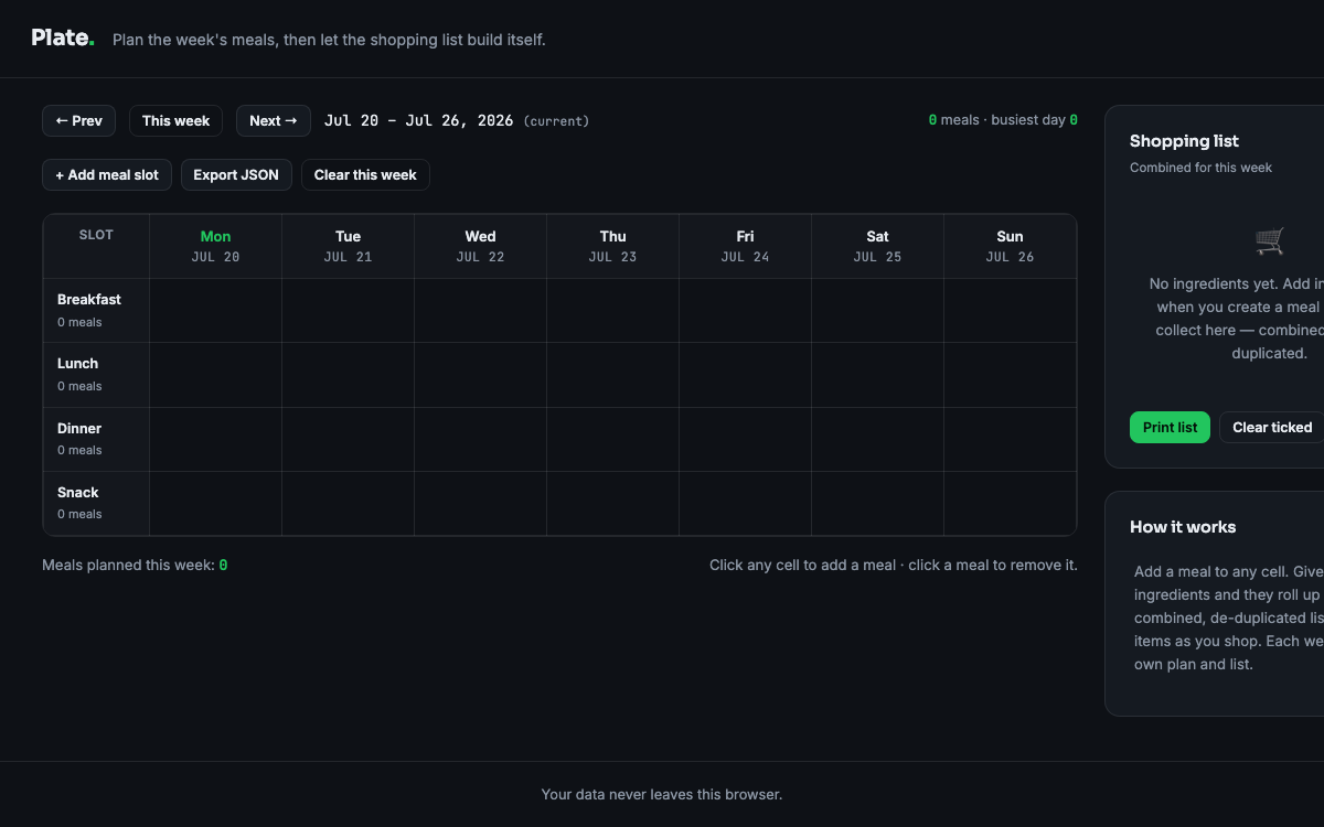 Meal Planner — live demo preview