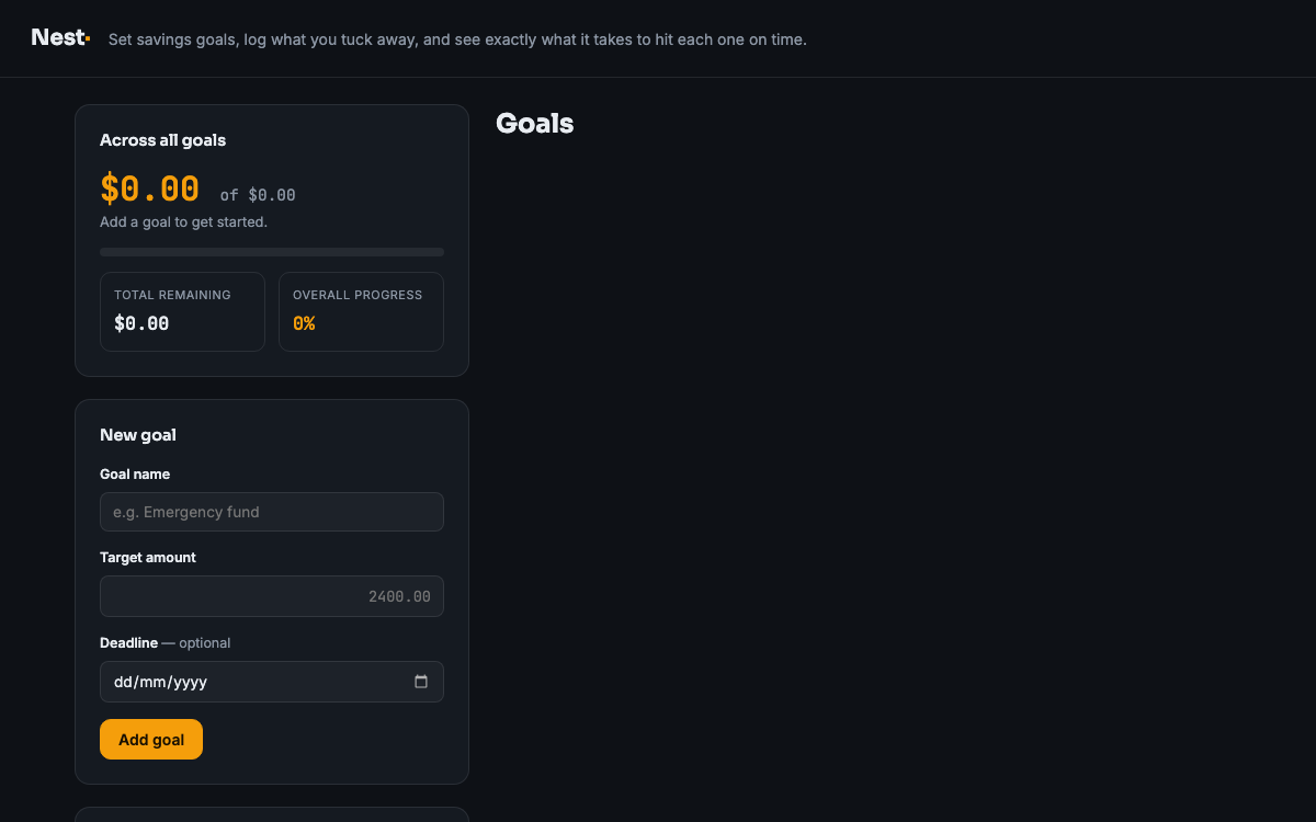 Savings Goal Tracker — live demo preview