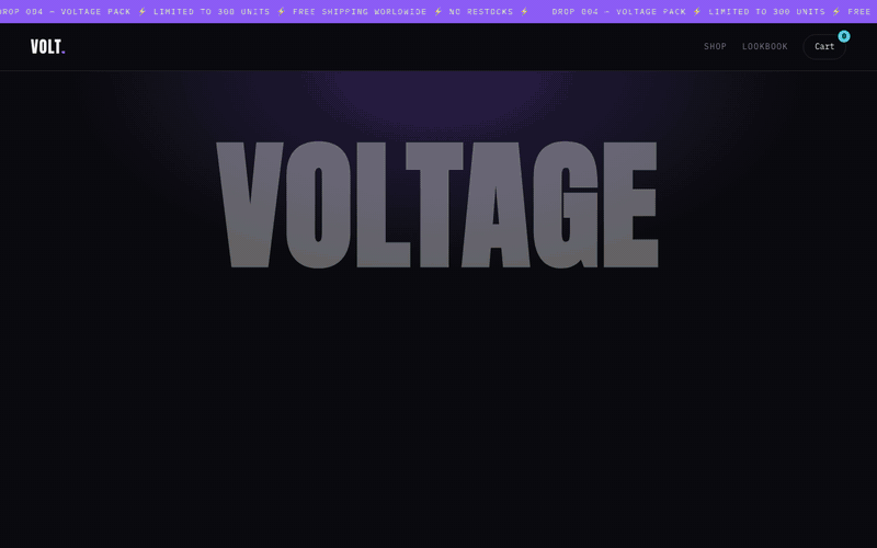 Volt — E-commerce Drop Template — live demo preview