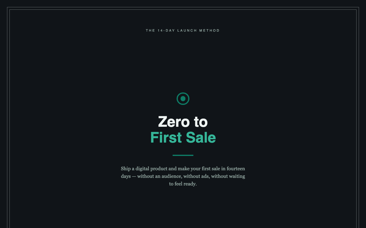 Zero to First Sale — live demo preview